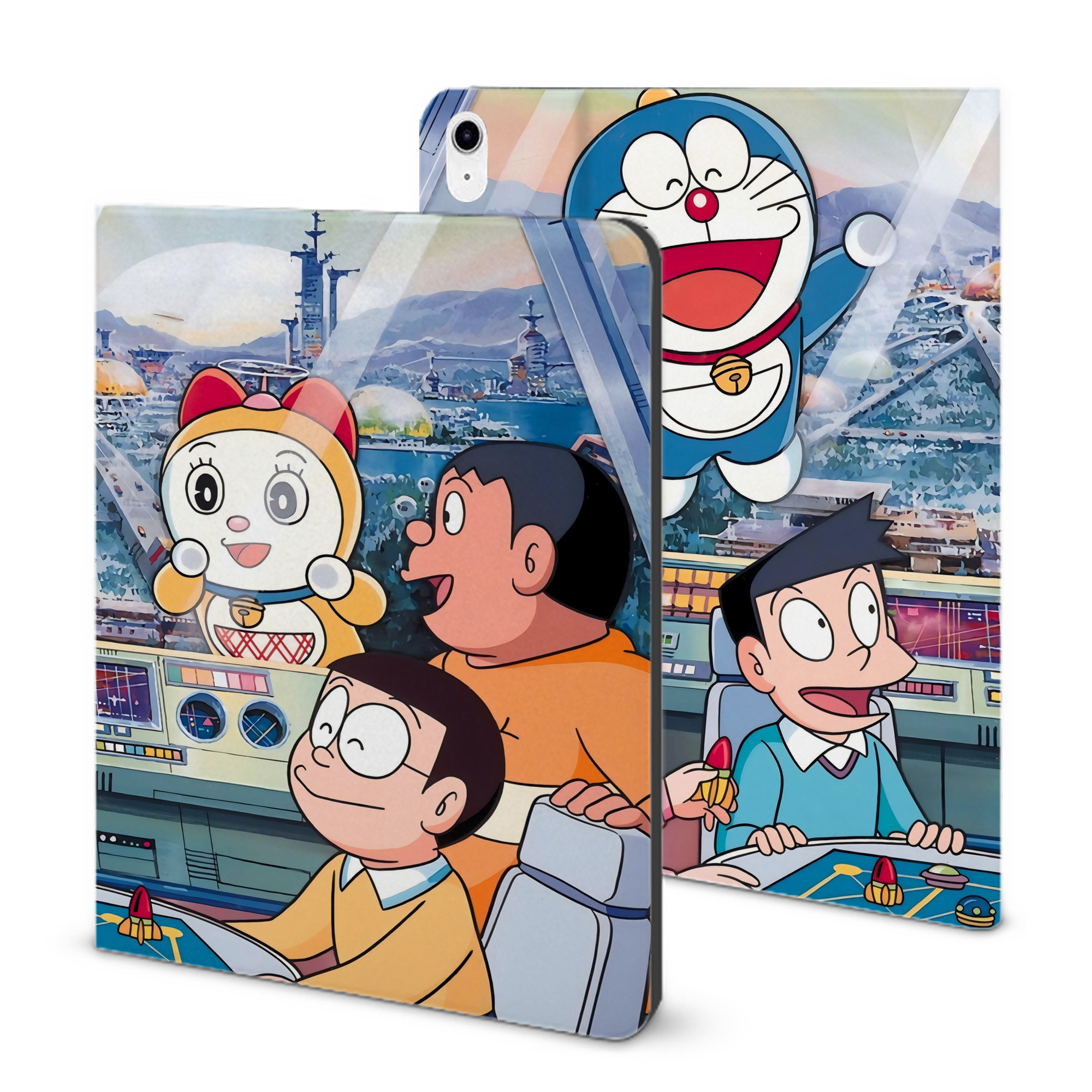 （画像用） ドラえもん Doraemon IPad ケース ブック型 PUレザー TPU 耐衝撃 軽量 薄型 ペン収納なし 全面保護 IPad 各モデル対応